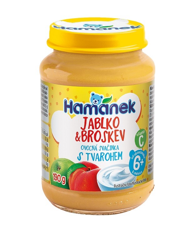 Hamánek Jablko+broskev s tvarohem ov.sv.190g