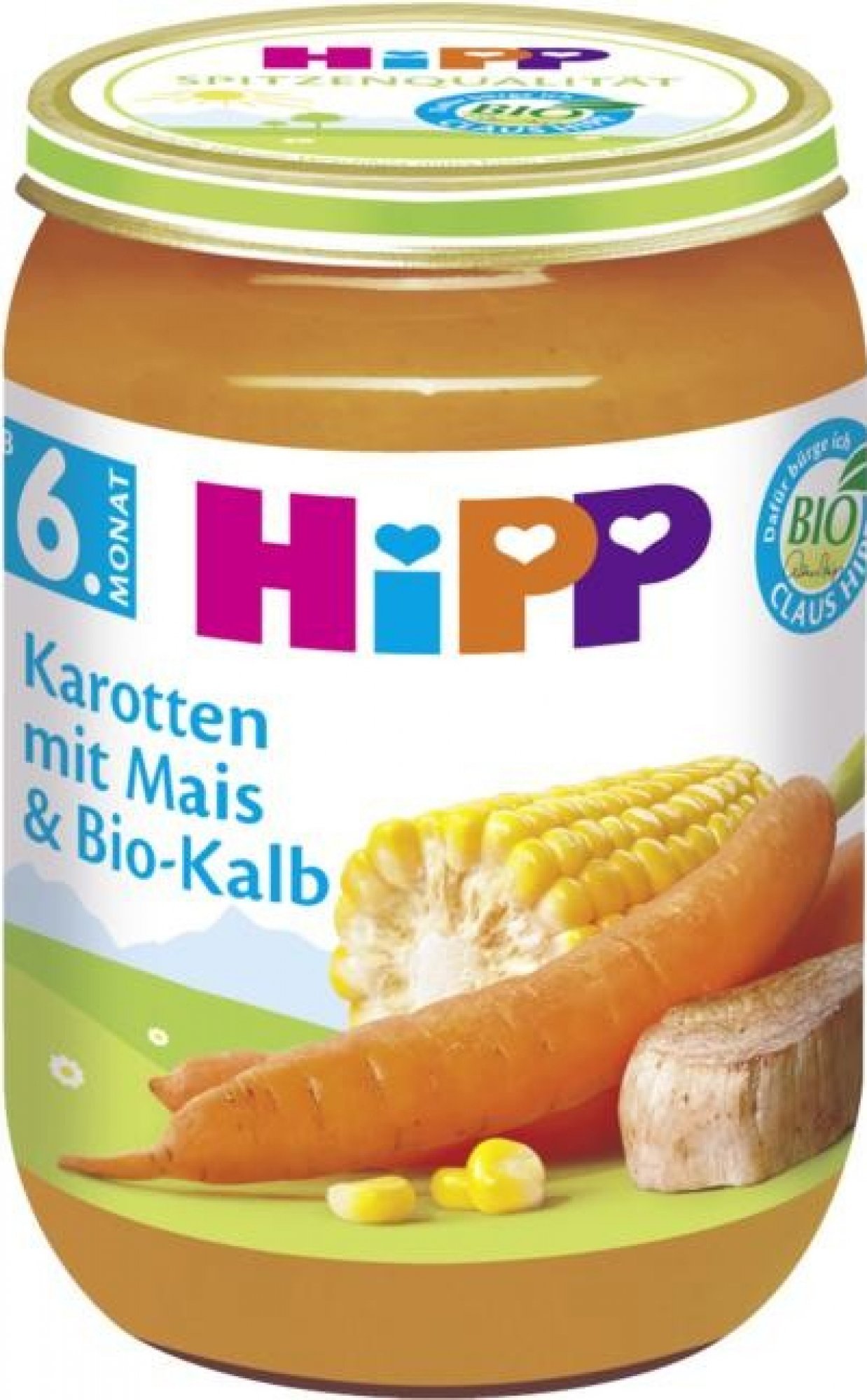 HiPP Bio Karotka s kukuřicí a telecím masem 190 g