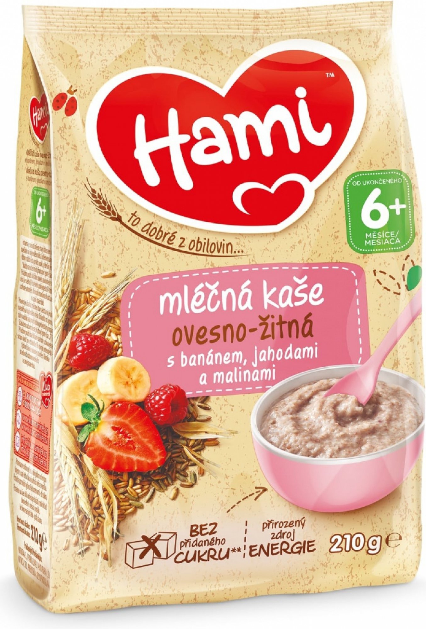 Hami ml.kaše ovesno-žitná banán jahody maliny 210g