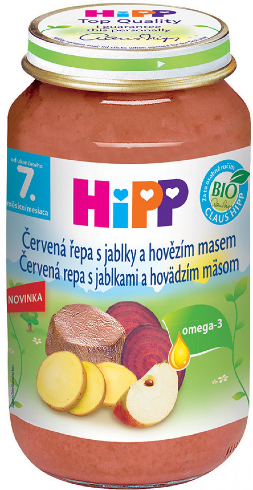 HiPP JUNIOR BIO Červená řepa s jablky a hovězím masem 6 x 220g