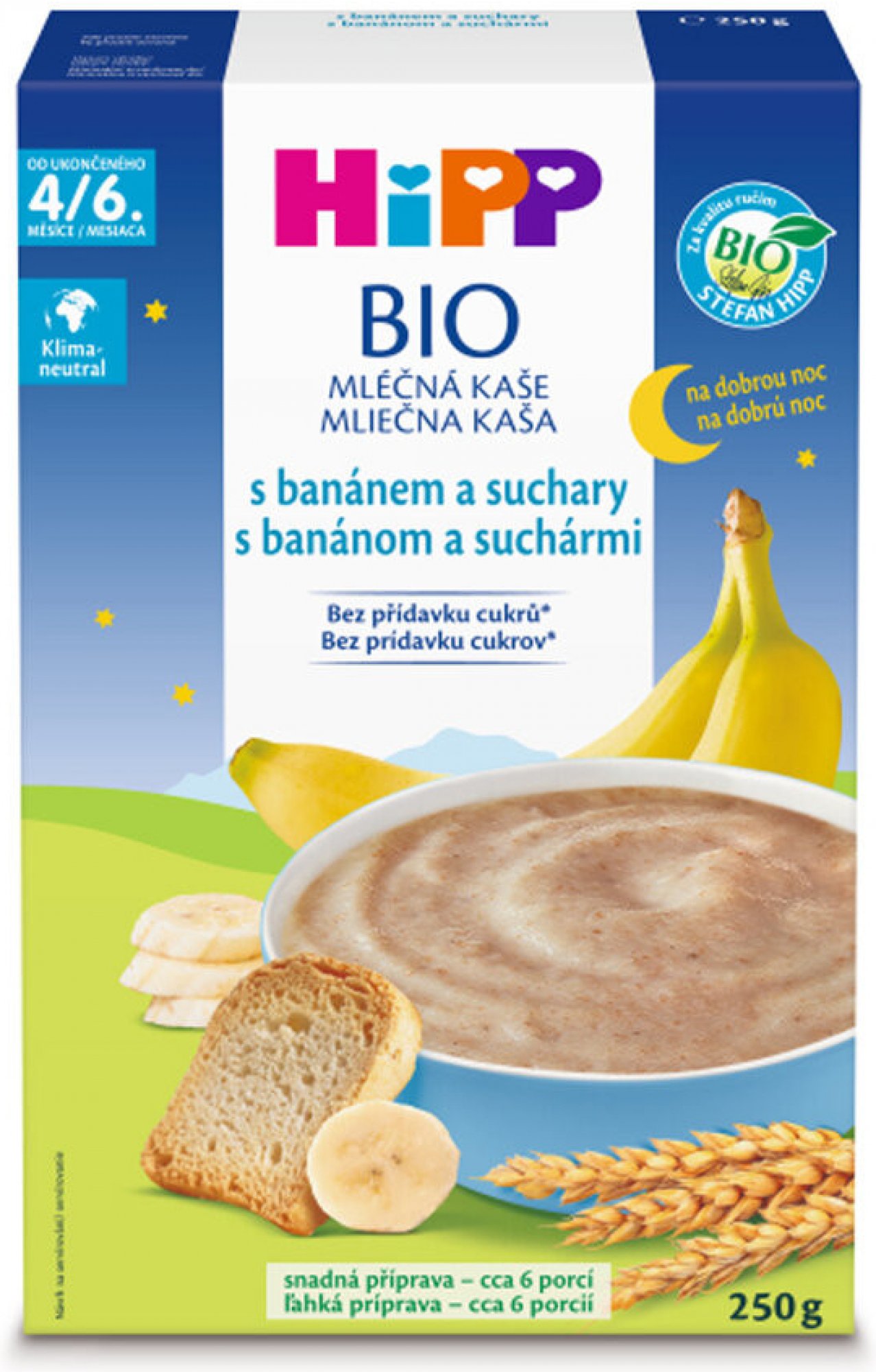 HiPP na noc BIO banán a suchary 250g