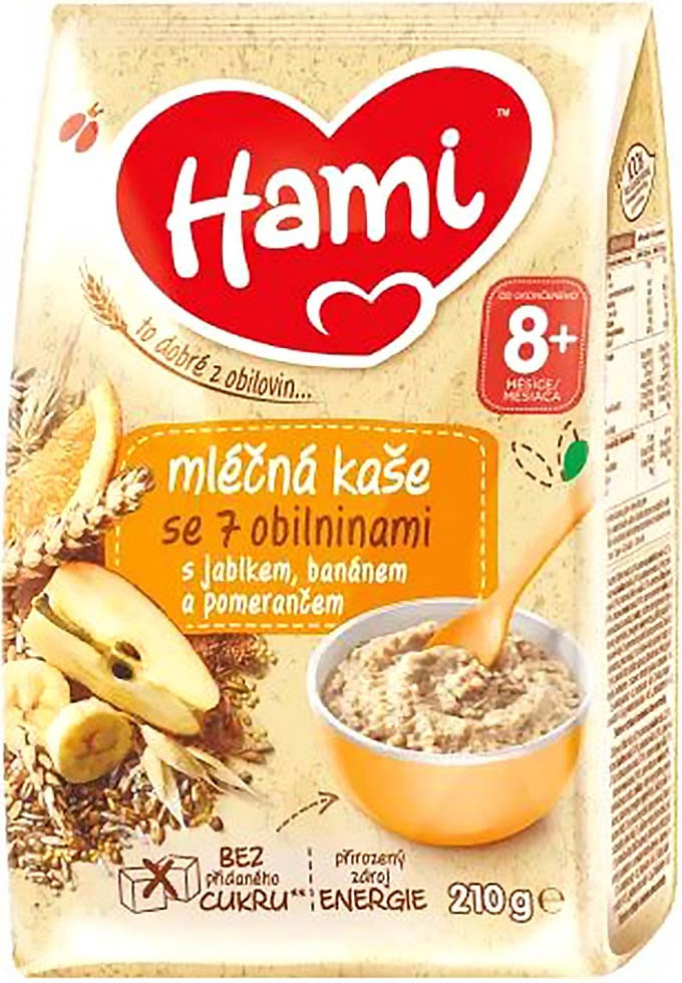 Hami se 7 obilninami s jablkem banánem a pomerančem od ukončeného 8. měsíce 210g