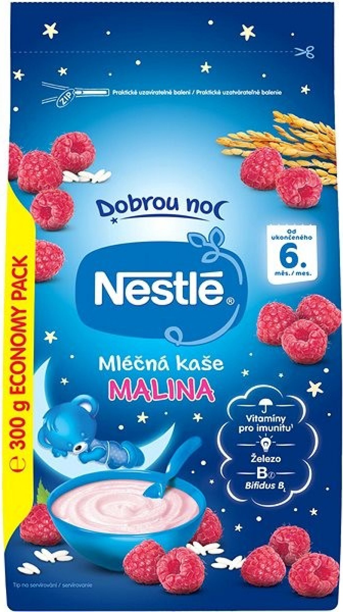 NESTLÉ Mléčná kaše Dobrou noc Malina 300g 6M