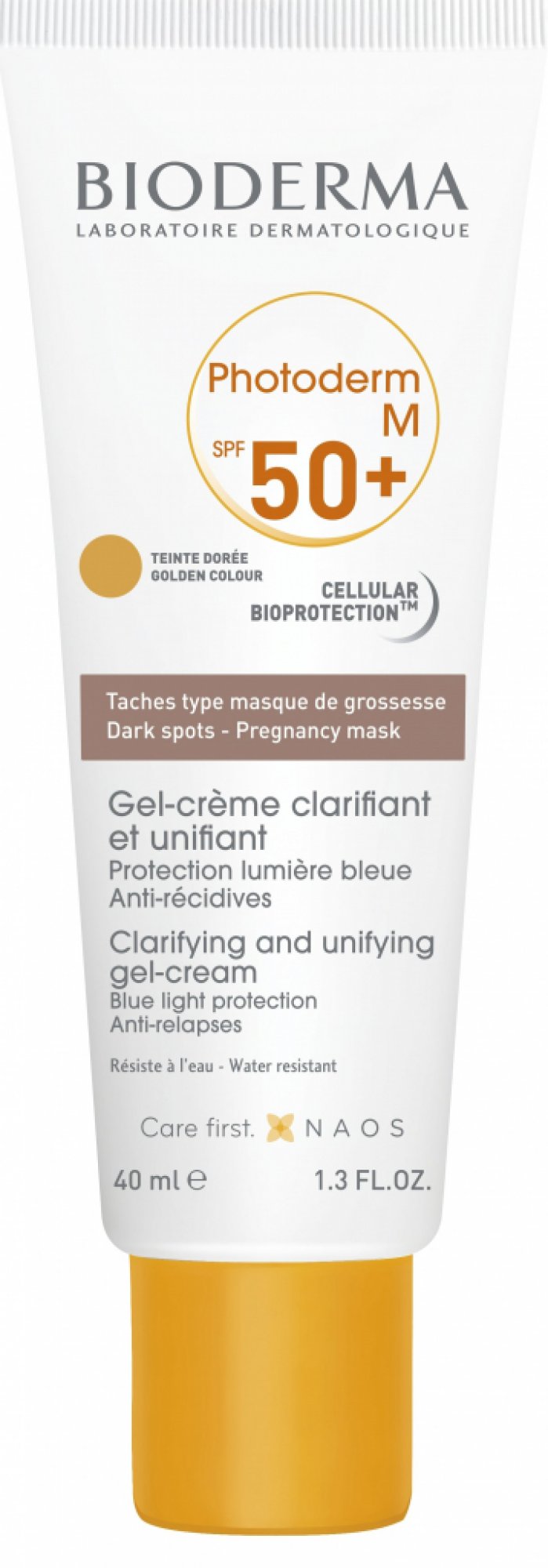 Bioderma Photoderm M ochranný tónovací krém proti pigmentovým skvrnám Fragrance Free, Paraben Free, Water Resistant) odstín Golden SPF 50+ 40 ml