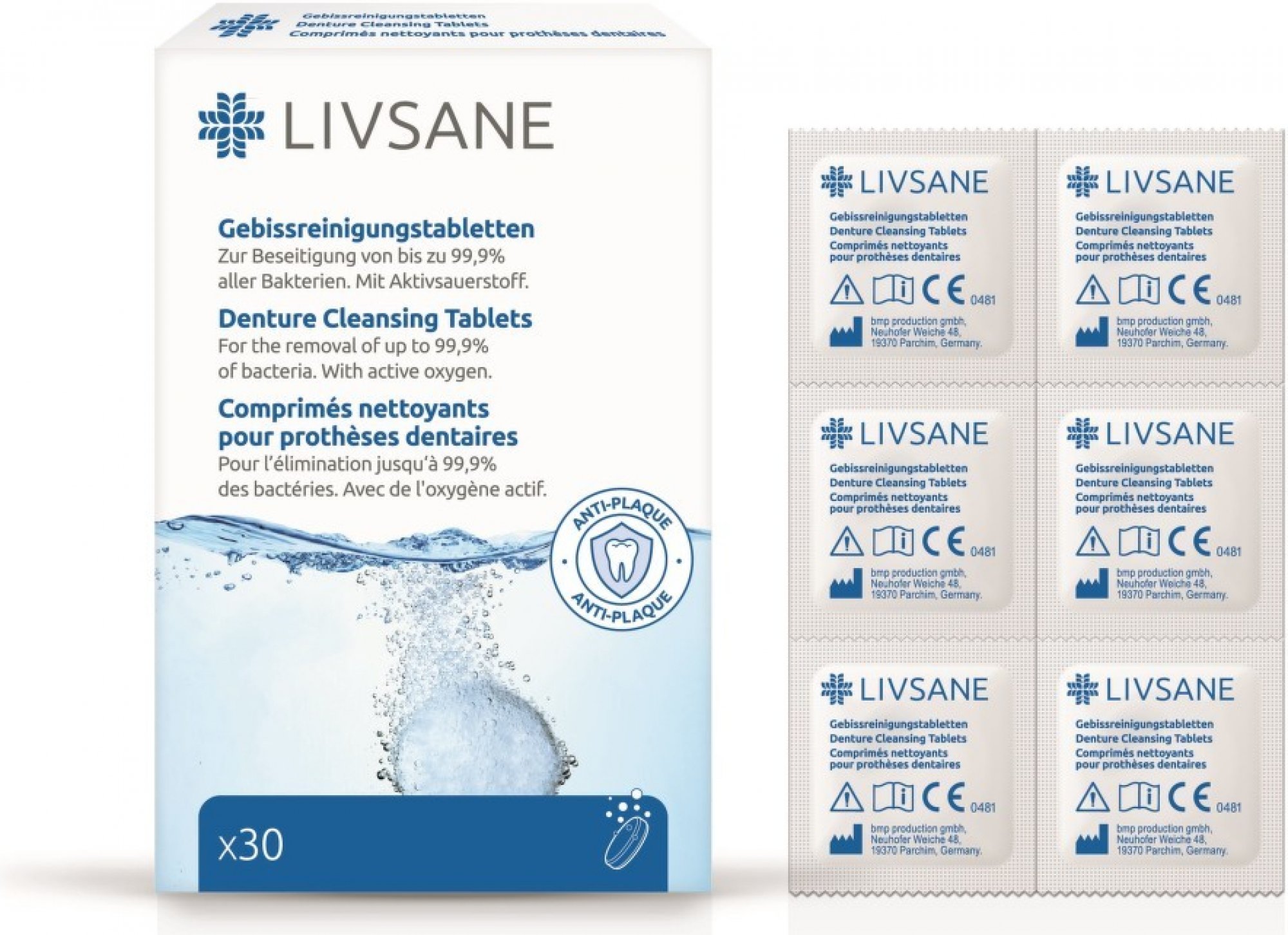 Livsane Čisticí tablety na zubní protézy 30 ks