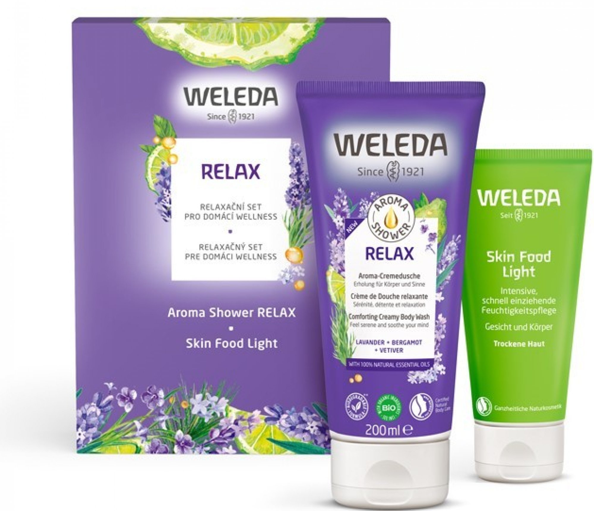 Weleda Aroma Relax sprchový krém 200 ml + osvěžující krém 75 ml dárková sada