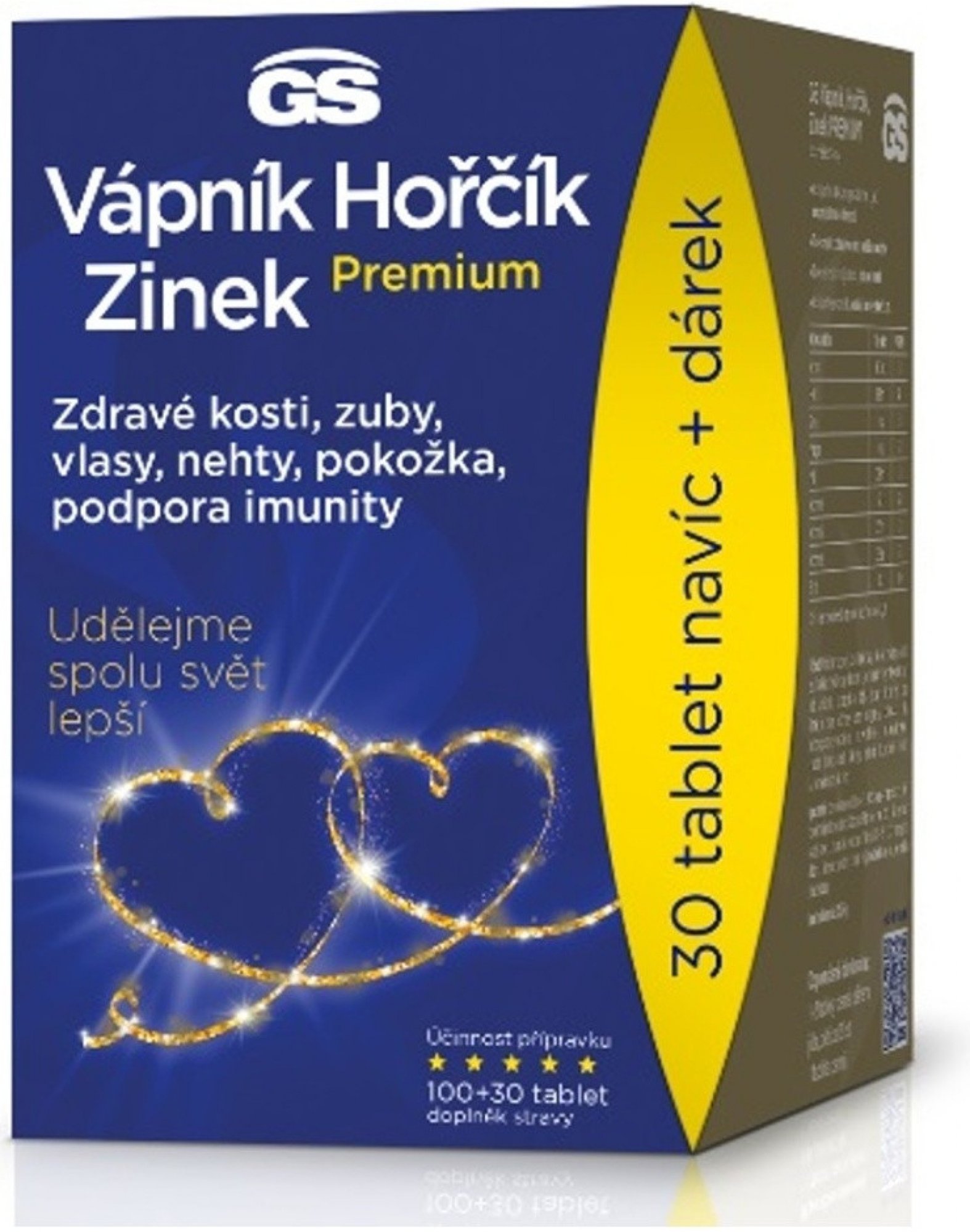 GS Vápník Hořčík Zinek PREMIUM 100+30 tablet dárkové balení 2022