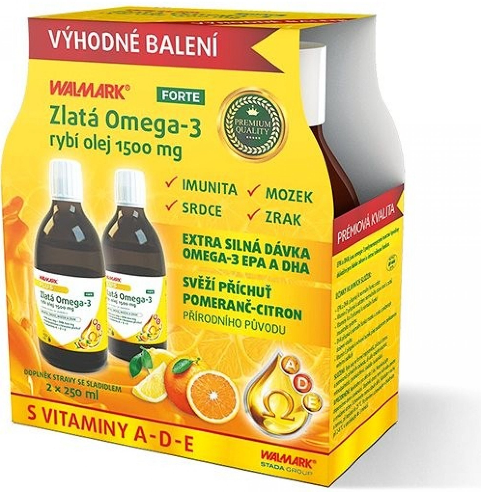Walmark Zlatá Omega-3 1500mg 2x 250 ml Promo 2022