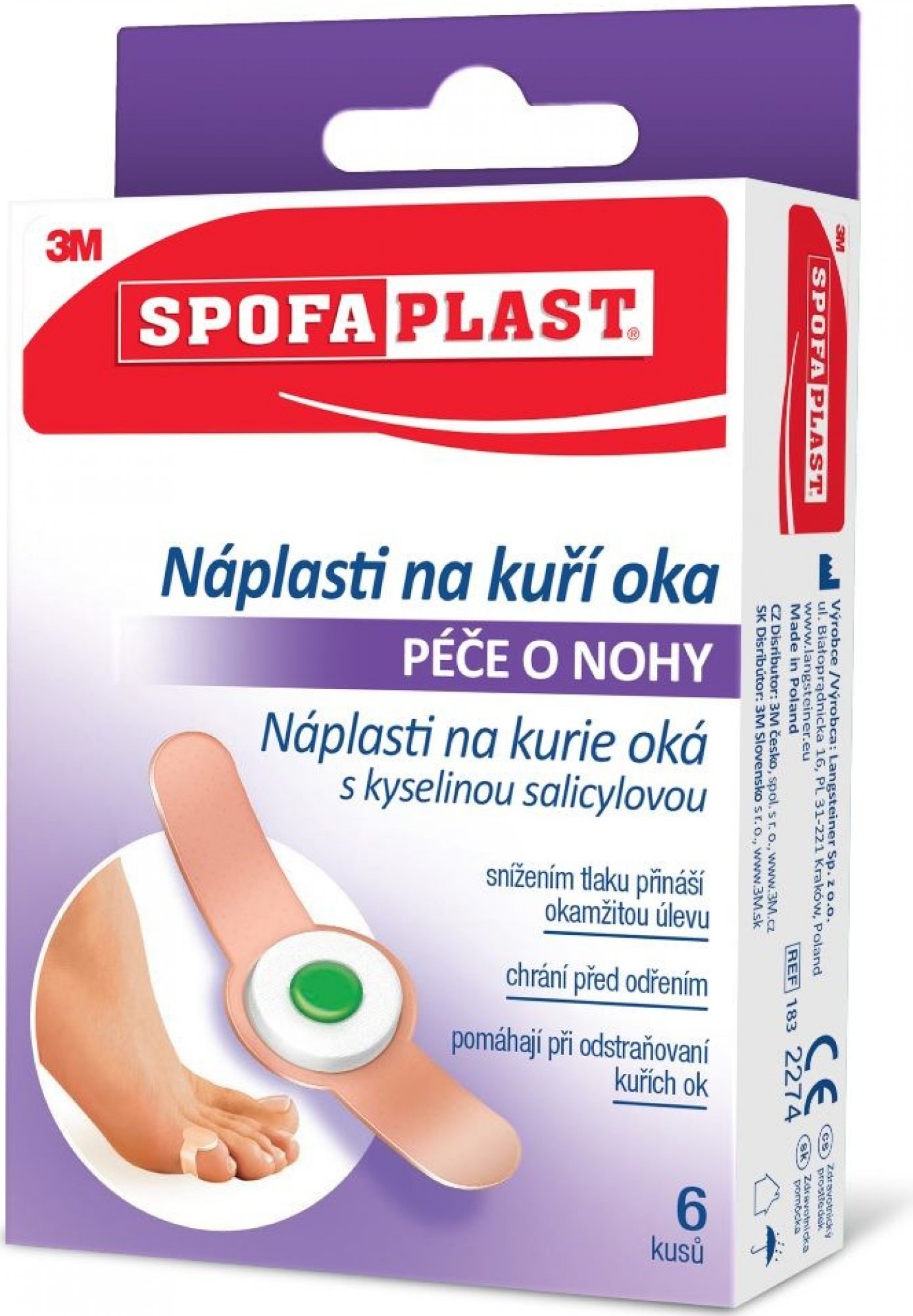 3M Spofaplast 183 Náplasti na kuří oka 70x12mm 6ks
