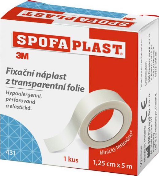 3M Spofaplast 431 Fixační náplast z transparentní fólie 5 m × 1,25 cm