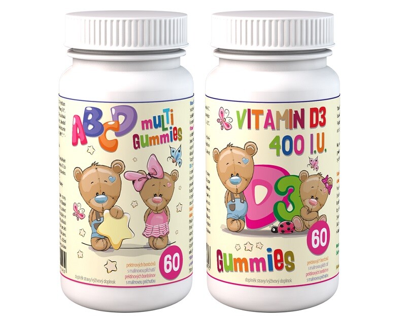 ABCD Multi Gummies+D3 Gummies 2x60 pektin.bonbon.