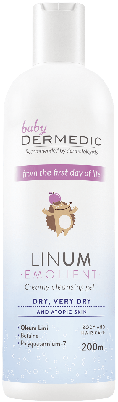 Dermedic Linum Emolient Baby Shower Gel Krémový sprchový gel na tělo a vlasy pro děti od narození 200 ml