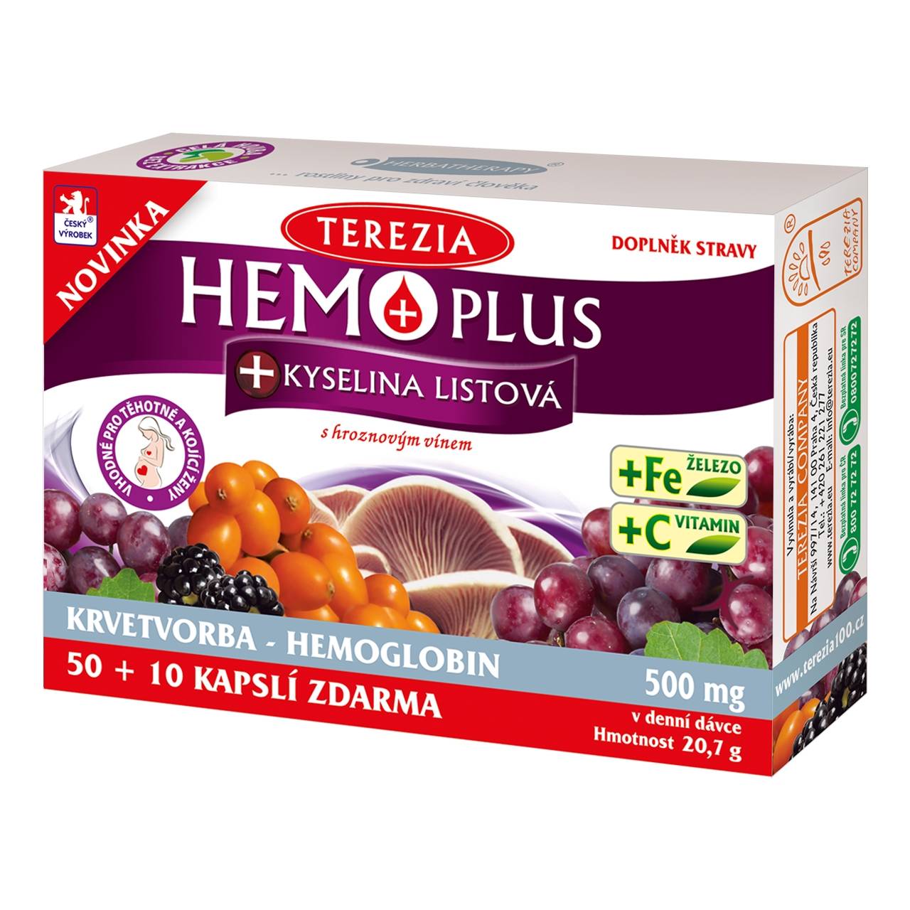 Terezia HEMOPLUS+Kys.listová 50+10 kapslí
