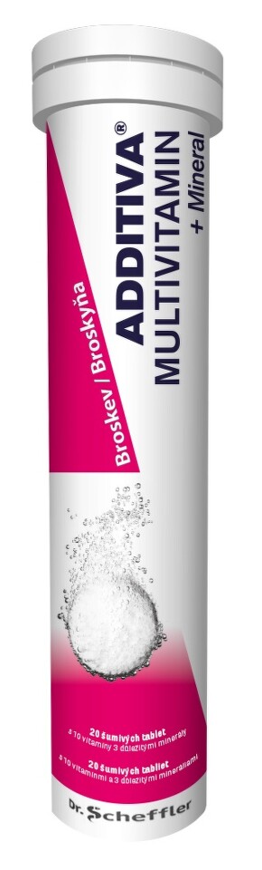 Additiva multiVitamín + minerál broskev 20 šumivých tablet