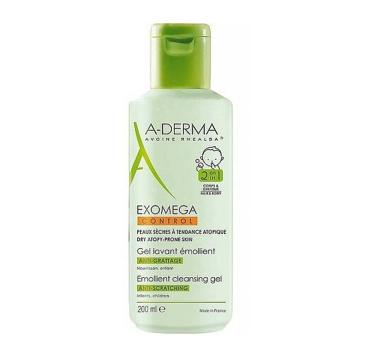 A-Derma Exomega zvláčňující mycí gel 2v1 Tělo a vlasy 200 ml