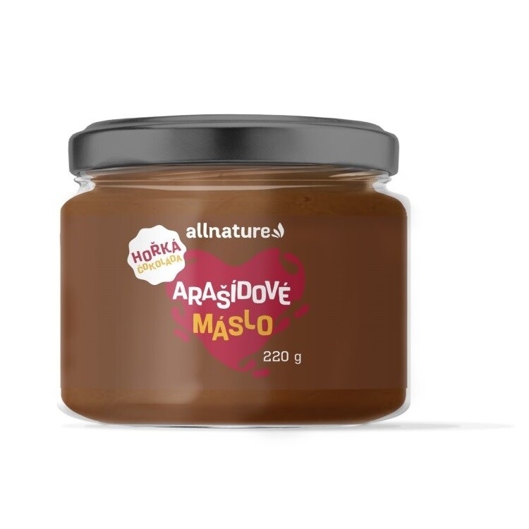 Allnature Arašídové máslo s hořkou čokoládou 220g