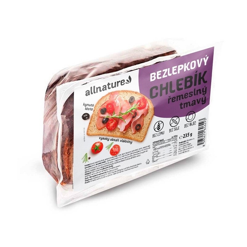 Allnature Bezlepkový chlebík řemeslný tmavý 235g