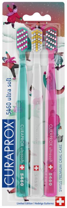 Curaprox CS 5460 Ultra soft 3ks WINTER Gutierrez barva: zelená + čirá + růžová