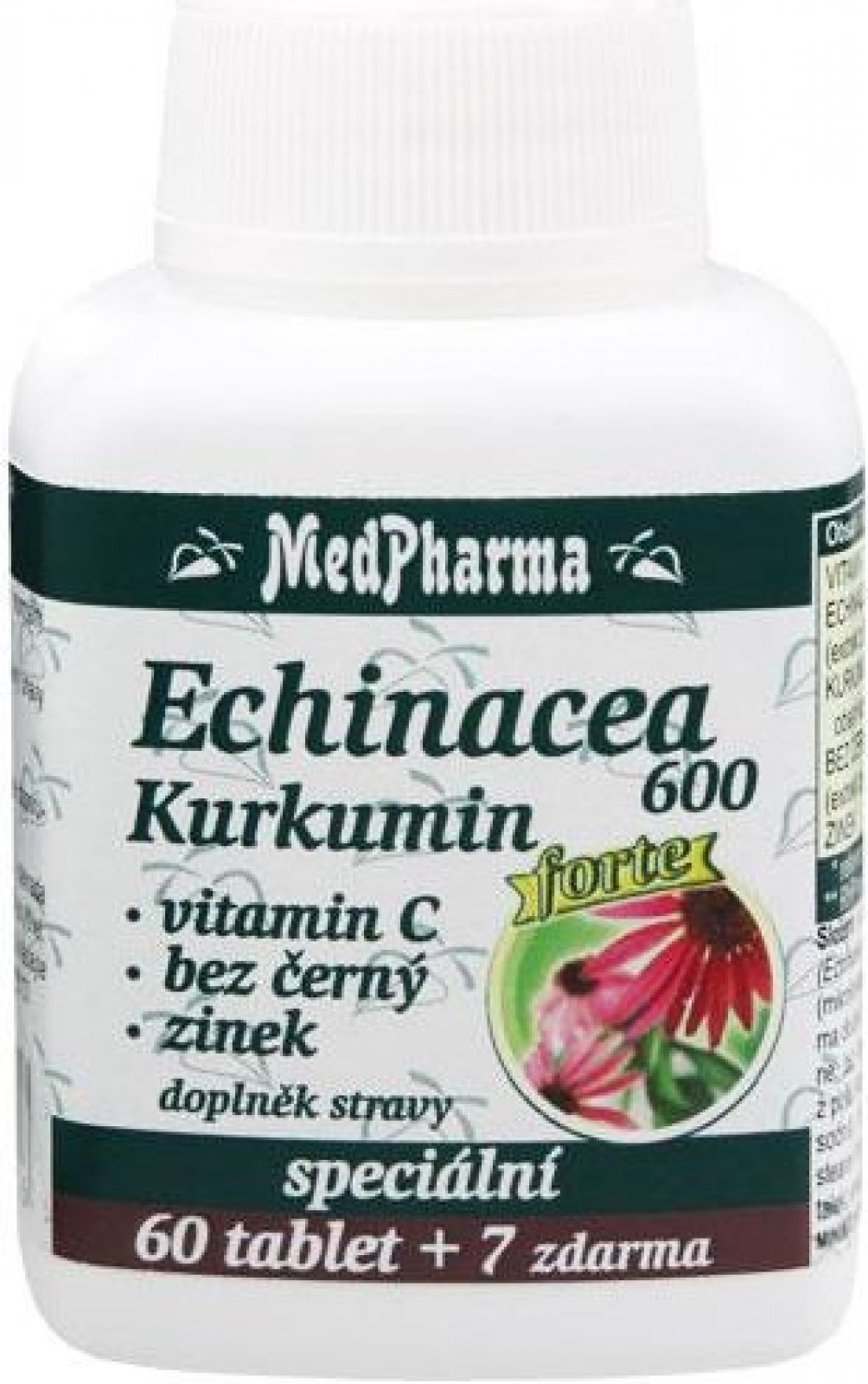 MedPharma Echinacea 600 Forte kurkumin vit. C bez černý zinek 67 tablet