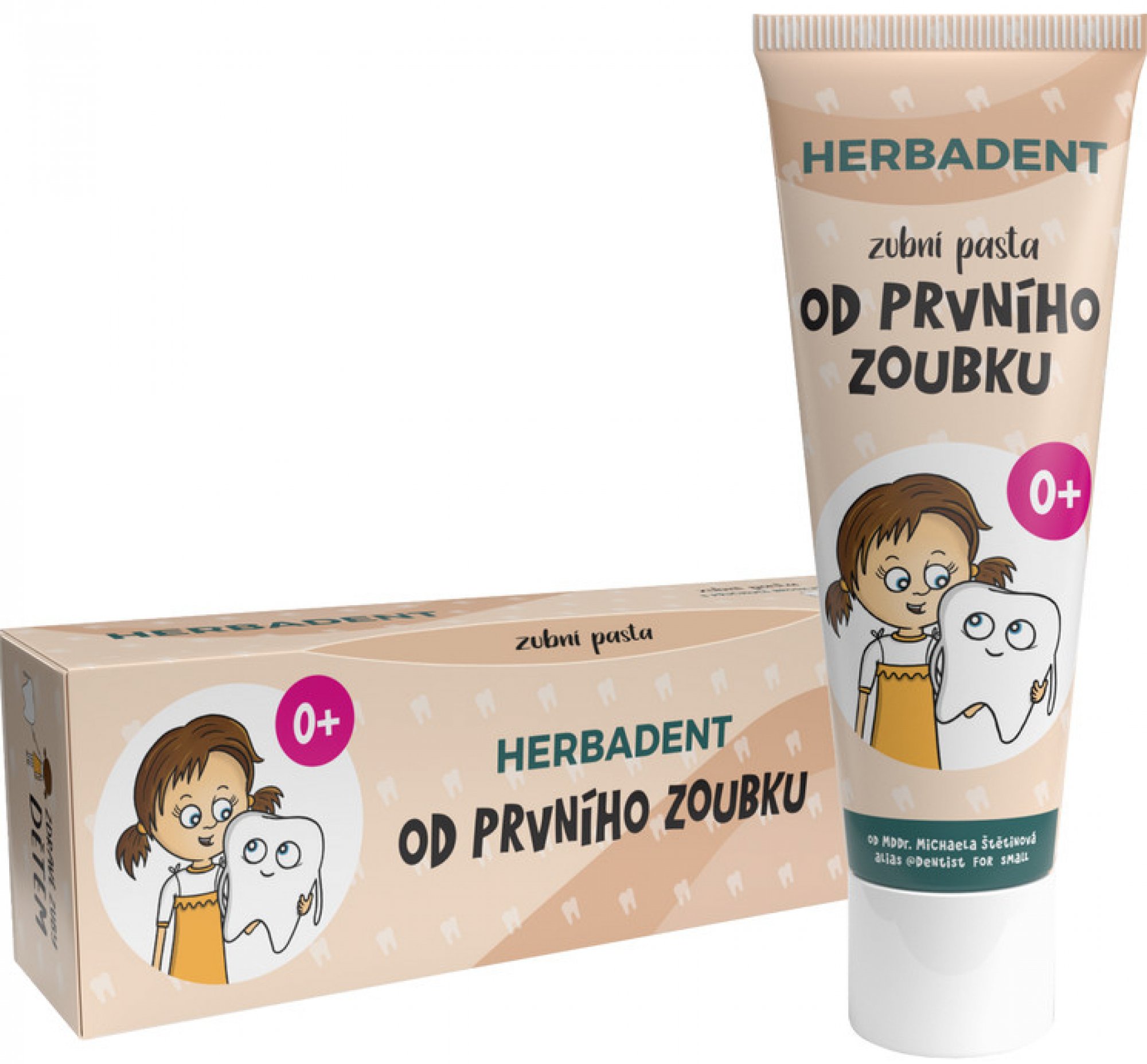 HERBADENT & MDDr. Štětinová zubní pasta od prvního zoubku broskev 75 g