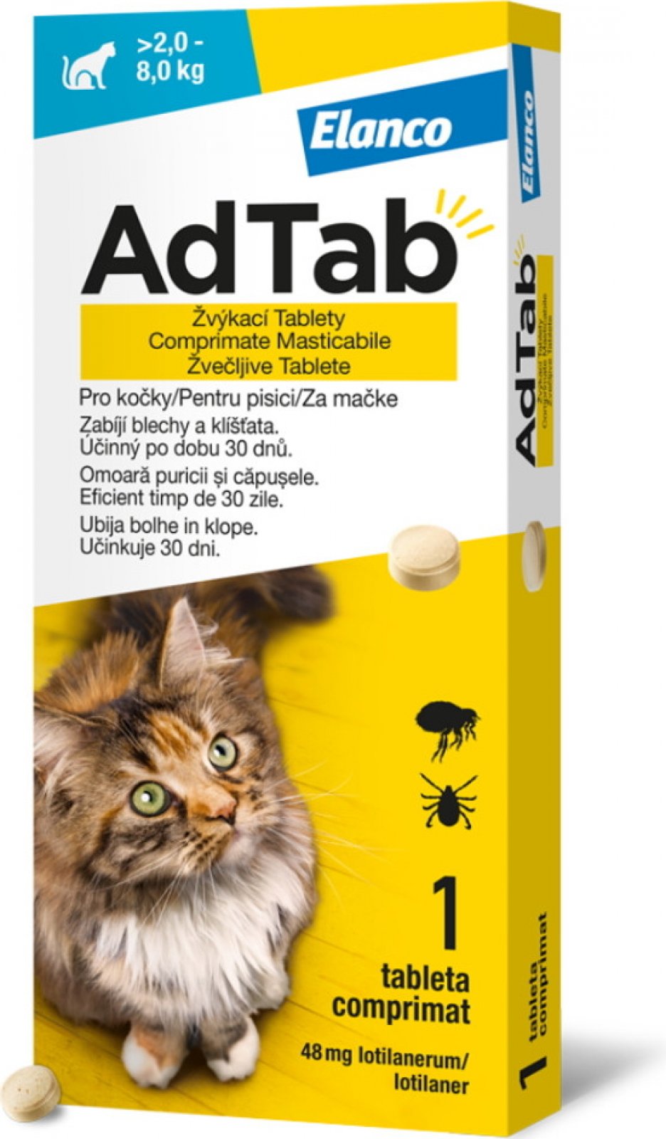 ADTAB 48 mg žvýkací tableta pro kočky >2,0–8,0kg 1 tbl