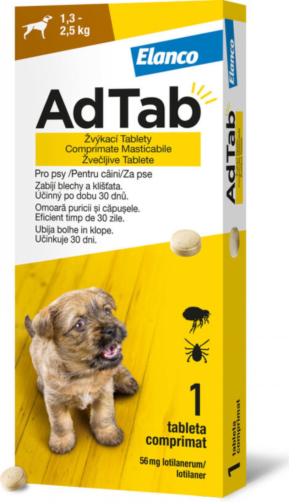 ADTAB 56 mg žvýkací tableta pro psy 1,3–2,5 kg 1 kus