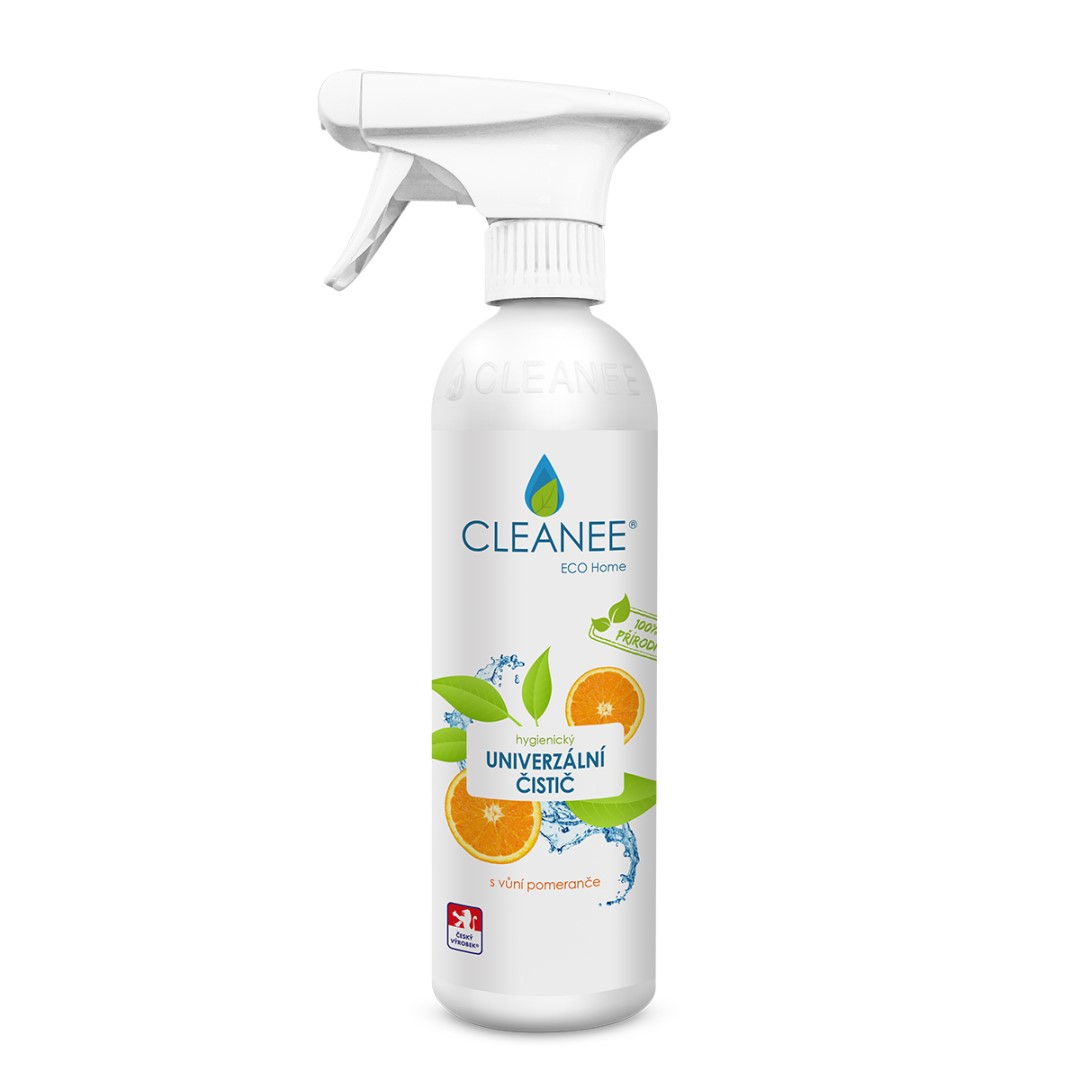 CLEANEE ECO přírodní hygienický čistič UNIVERZÁLNÍ s vůní POMERANČE 500 ml expirace 8/2025