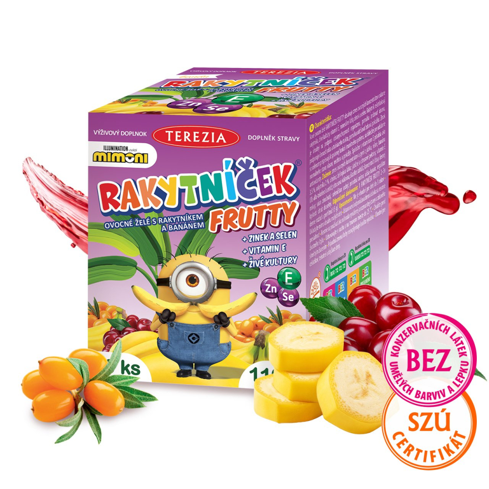 RAKYTNÍČEK Frutty želat.+Zn+Se+Vit.E MIMONI 60ks