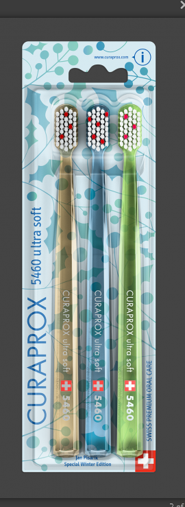 Curaprox CS 5460 Ultra soft 3ks WINTER Berry barva: žlutá + modrá + zelená