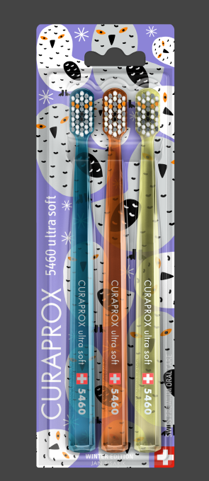 Curaprox CS 5460 Ultra soft 3ks WINTER Sněžné Sovy barva: modrá + oranžová + žlutá