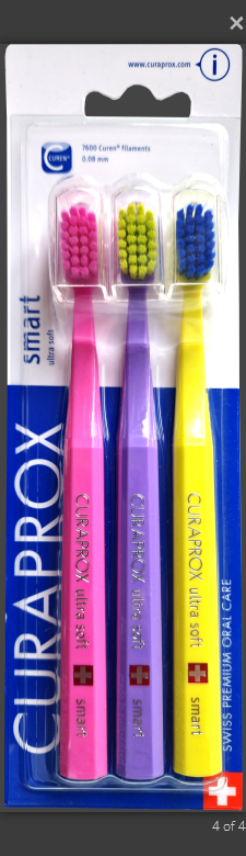 Curaprox CS Smart 7600 Ultrasoft 3 ks barva: žlutá + růžová + fialová