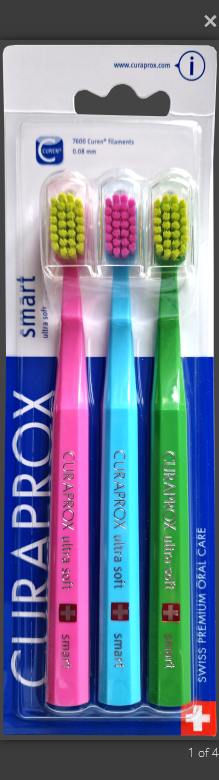 Curaprox CS Smart 7600 Ultrasoft 3 ks barva: růžová + modrá + zelená