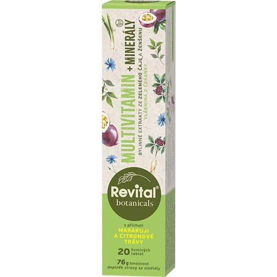 Revital Botanicals Multivitamin + Minerály s bylinnými extrakty rakytník marakuje a citrónová tráva 20 šumivých tablet