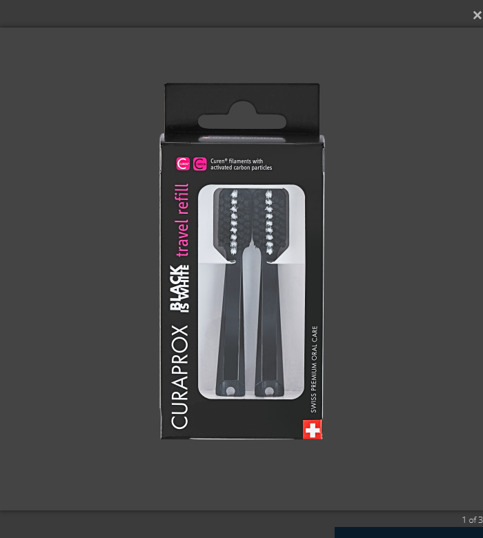 Curaprox Travel set Black is White náhradní hlavice 2ks