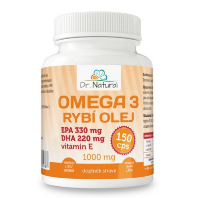 Natural Jihlava Omega 3 RYBÍ OLEJ 1000mg EPA330mg/DHA220mg 150 kapslí Dr. Natural 210g