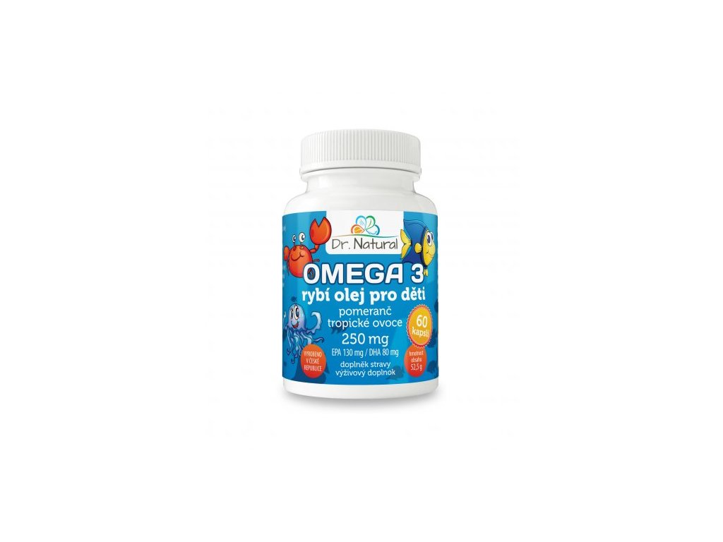 DR.NATURAL OMEGA 3 RYBÍ OLEJ PRO DĚTI 250MG EPA130MG/DHA80MG 60 CPS.