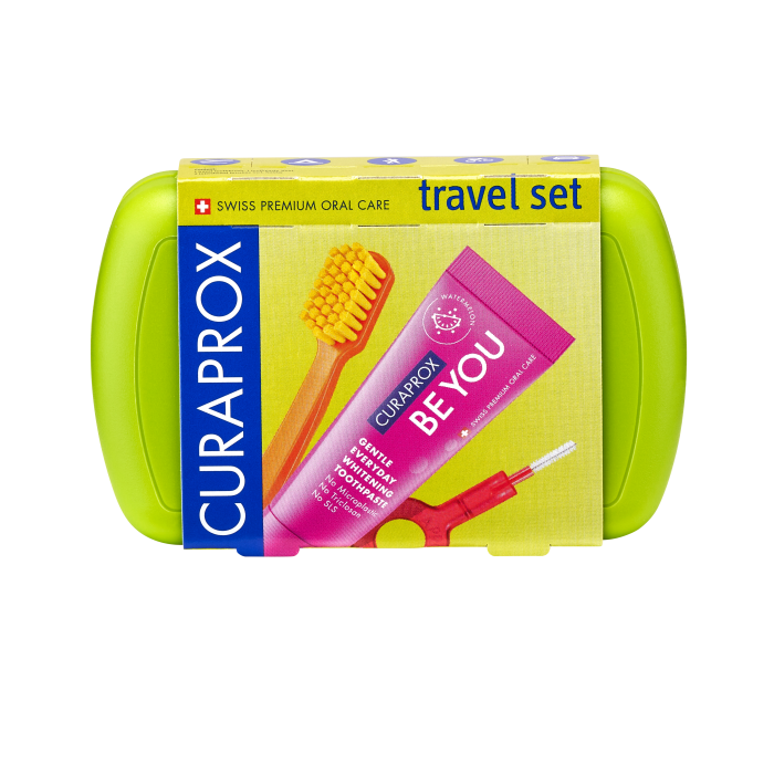 Curaprox Travel set stejnobarevný mix náhradních hlavic magenta 2 ks Příchuť: Vodní meloun