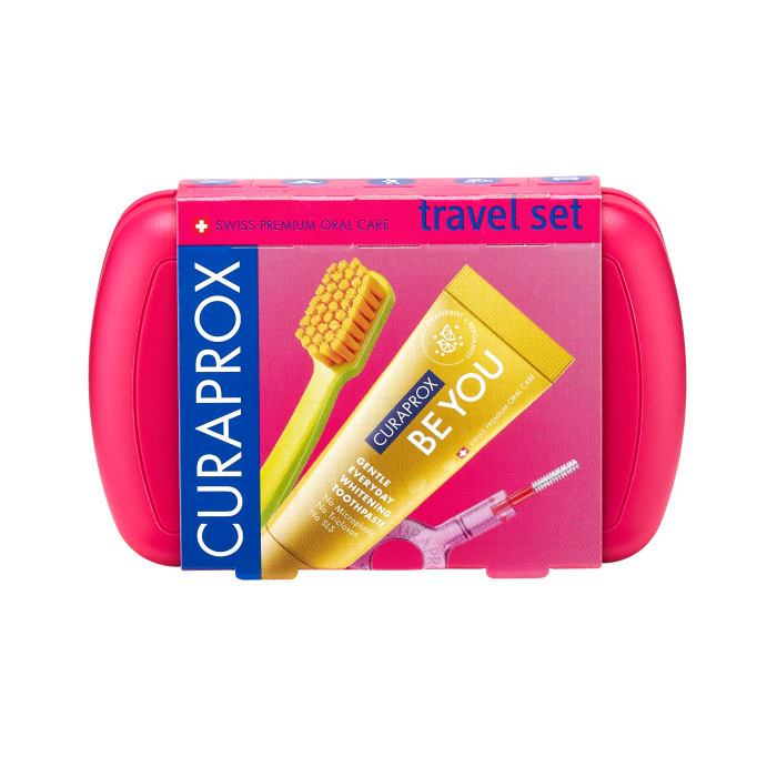 Curaprox Travel set stejnobarevný mix náhradních hlavic magenta 2 ks Název varianty: Příchuť: Grep + bergamot