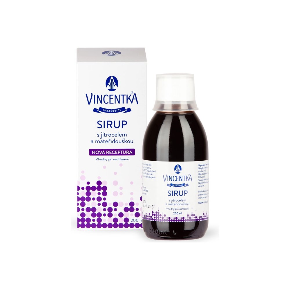 Vincentka Sirup s jitrocelem a mateřídouškou 200 ml