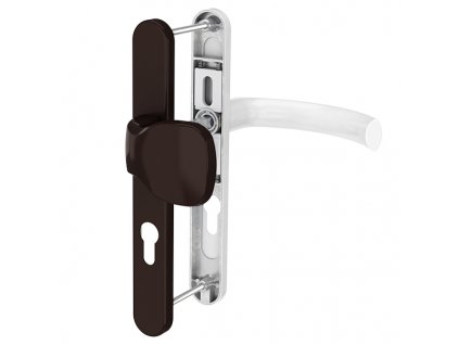 Guľa kľučka pre PVC vchodové dvere tmavohnedá RAL8077 biela JOWISZ