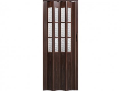 harmonikové dvere s okienkami mahagón