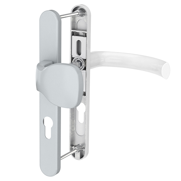 Medos Guľa / kľučka pre PVC vchodové dvere strieborná silver / biela- JOWISZ