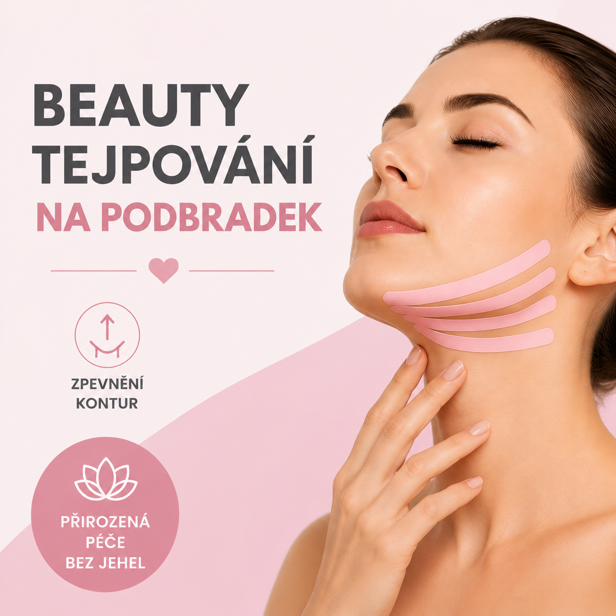 Beauty tejpování na podbradek: Jak zpevnit kontury obličeje bez jehel