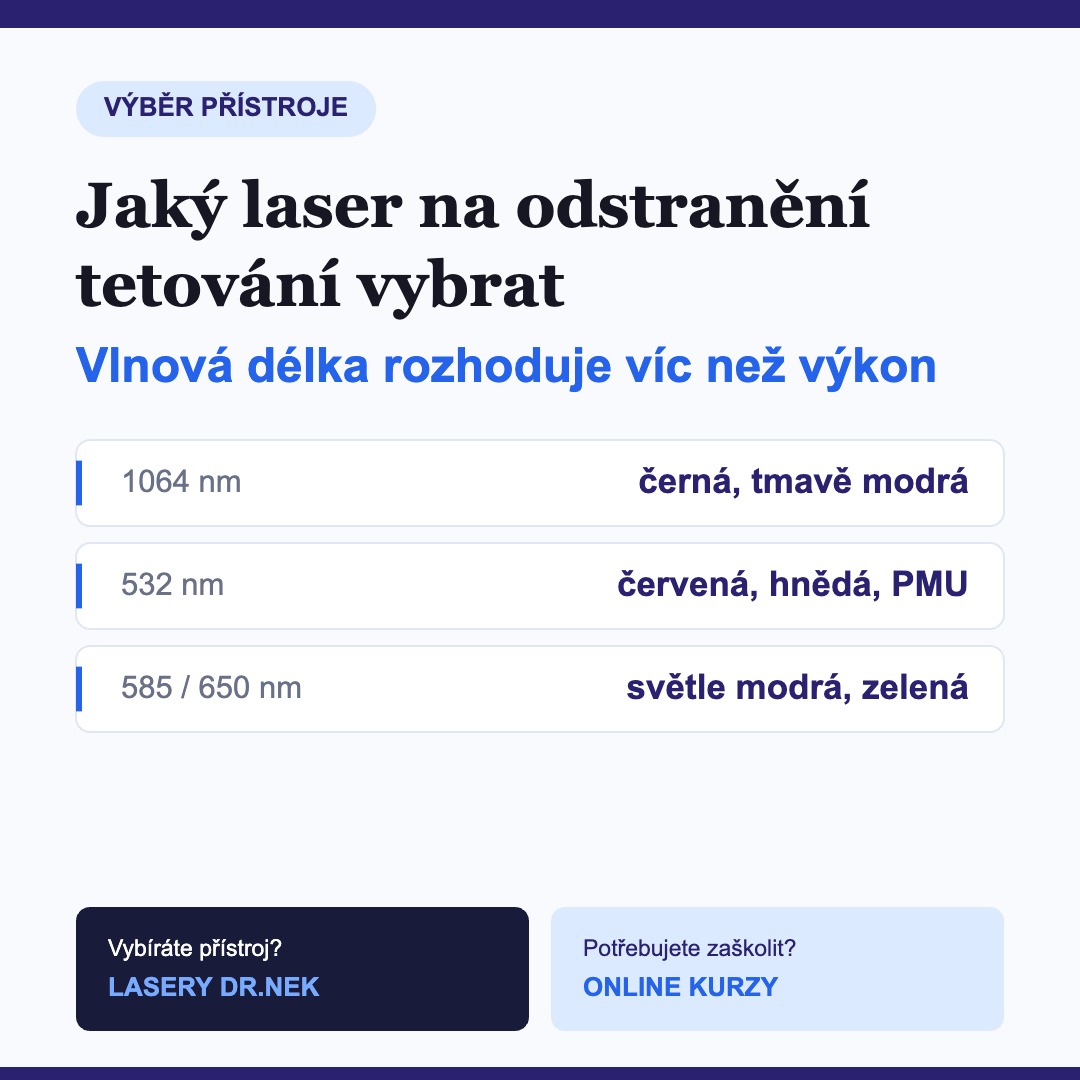 Jaký laser na odstranění tetování vybrat: přehled vlnových délek 1064, 532, 585 a 650 nm