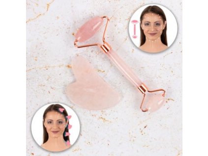 inSPORTline Masážní set Face roller a Gua Sha