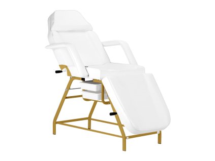 Scaun cosmetic 557G cu sertare, culoare alb-auriu