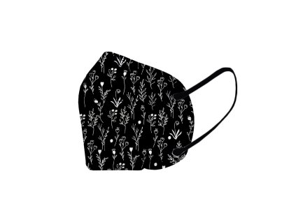 5X Český ultratenký NANO respirátor FFP2 - Černé kytky