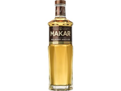 Makar Mulberry Aged Gin 70cl bottle front on transparent background