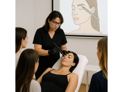 Prezenčný kurz permanentného make-upu púdrového obočia s tetovacím strojčekom, skriptá a certifikát