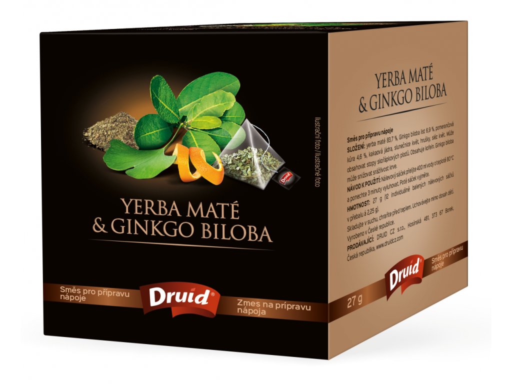 Yerba Maté a Ginkgo Biloba směs pro přípravu nápoje DRUID